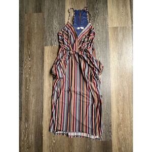 BCBGeneration Maxi Dress Womens XS Multi Color Excellent Striped Racerback Wrap